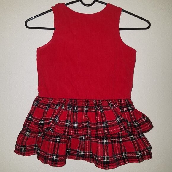 Scottie Dog Red Corduroy Dress Toddler 2T Valentine's Day Heart Plaid Skirt - Picture 4 of 5